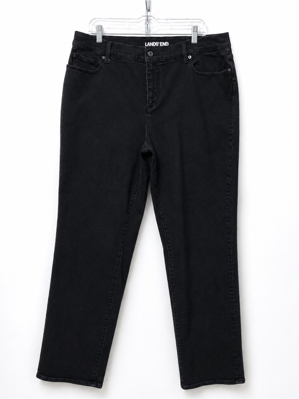 Lands’ End Black High Rise Straight Leg Jeans Women’s Size 20W